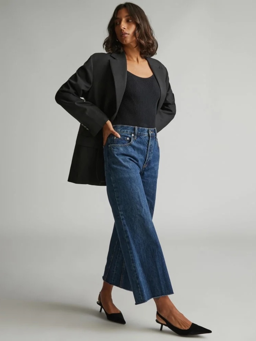 NWT EVERLANE Way-Wide Crop Jean Iznik Ink Wash - Size 33 Regular / 16-18 / 1X-2X